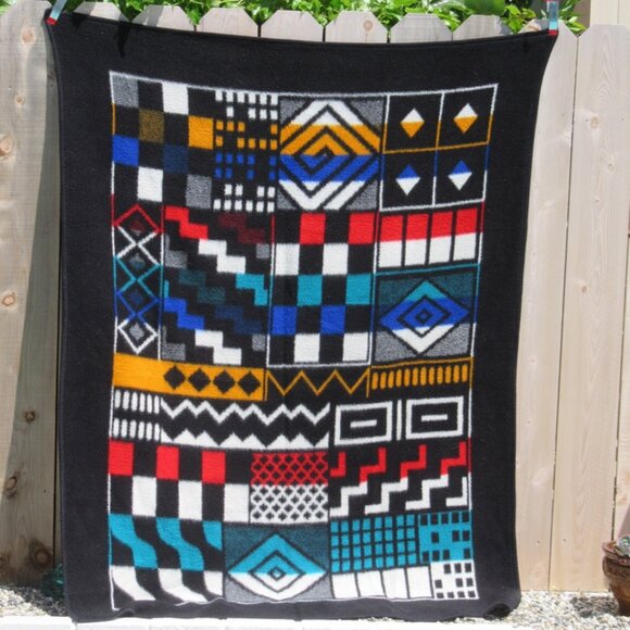 Vintage Biederlack Geometric Chaos Reversible 80's/90's Throw